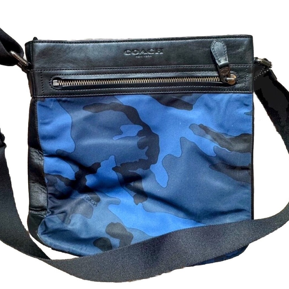 Black & Blue Camouflage Coach Crossbody Bag